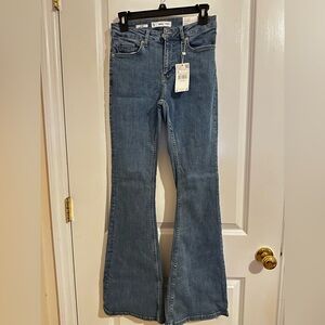 Mango Blue Flare Wide Leg Jeans